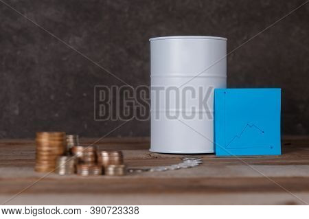 Financial Crisis Of Oil. Currency Fall. Coins