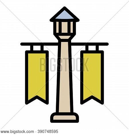 Pillar Light Outdoor Advertising Icon. Outline Pillar Light Outdoor Advertising Vector Icon For Web 