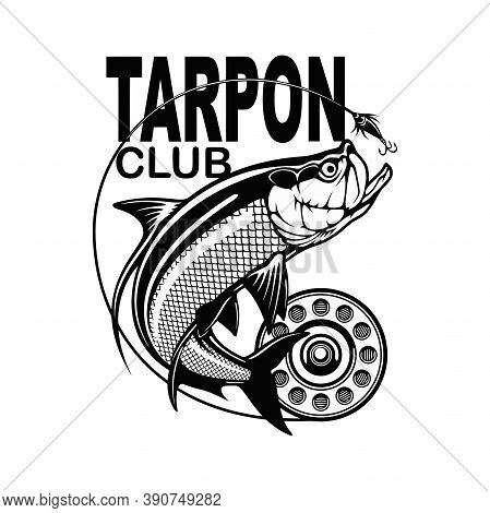 Tarpon Fishing Emblem Isolated On White Background