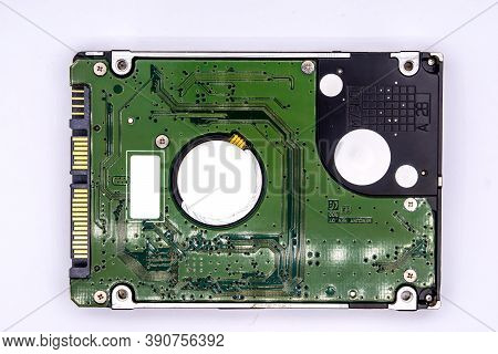 Close Up Of Internal Hard Disk Drive Or Hdd Of Laptop Isolated On White Background.