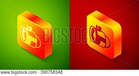 Isometric Jet Engine Turbine Icon Isolated On Green And Red Background. Plane Turbine. Airplane Equi