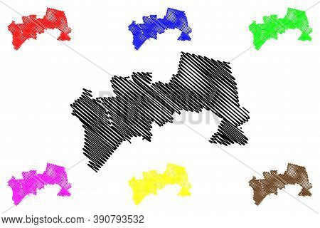 Soacha City (republic Of Colombia, Department Of Cundinamarca) Map Vector Illustration, Scribble Ske