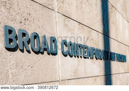 Los Angeles, California - October 16 2019: The Broad Contemporary Art Museum On Grand Avenue, Downto