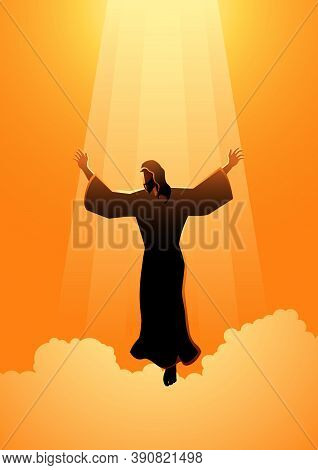 Biblical Silhouette Illustration Series. The Ascension Day Of Jesus Christ Theme