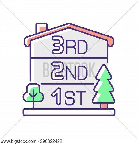 Number Of Stories Rgb Color Icon. Multistorey Building. Levels Of Residential House. Storeys Of Home