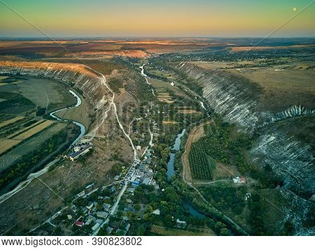 Aerial View Of A Butuceni Village. Old Orhei Is A Historical And Archaeological Complex In The Epony