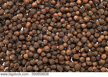 Black Peppercorn Background. View From Above, Food Background