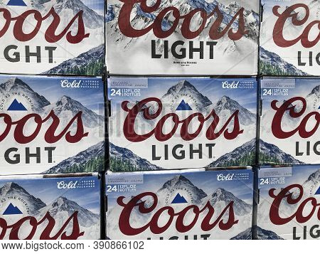 Indianapolis - Circa October 2020: Coors Light Beer Display. Molson Coors Is A Multinational Drink A