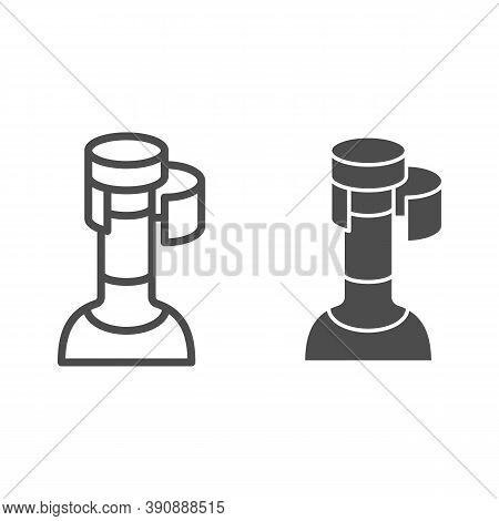 Wine Cork In Bottle Line And Solid Icon, Wine Festival Concept, Bottle With Cork Stopper Sign On Whi