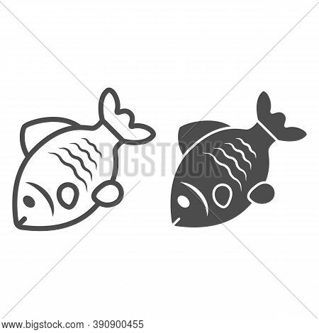 Stock Fish Line And Solid Icon, Oktoberfest Concept, Oktoberfest German Festival Traditional Food Si