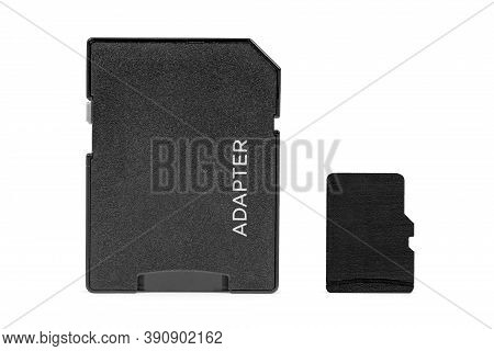 Microsd Memory Card With Adapter Isolated On White Background With Clipping Path