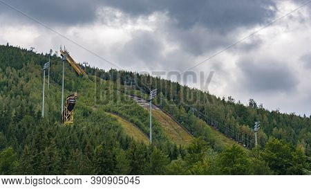 Summer View Of Decaying Ski Jump In Harrachov, Czech Republic