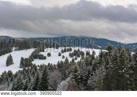 Winter Landscape Of Beski Sadecki Mountain Range Near Krynica Zdroj, Poland