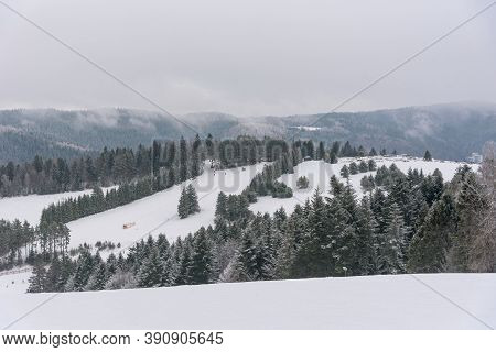 Winter Landscape Of Beski Sadecki Mountain Range Near Krynica Zdroj, Poland