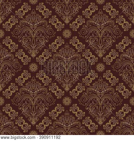 Orient Vector Classic Pattern. Seamless Abstract Bbrown And Golden Ackground With Vintage Elements. 