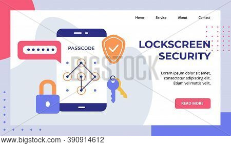 Lock Screen Security Password Passcode Padlock Key On Smartphone Screen Campaign For Web Website Hom