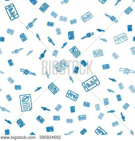 Set Line Firearms License Certificate, Shop Weapon In Mobile App And M16a1 Rifle On Seamless Pattern