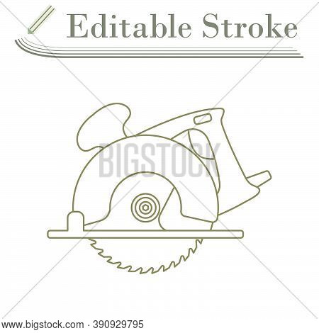 Circular Saw Icon. Editable Stroke Simple Design. Vector Illustration.