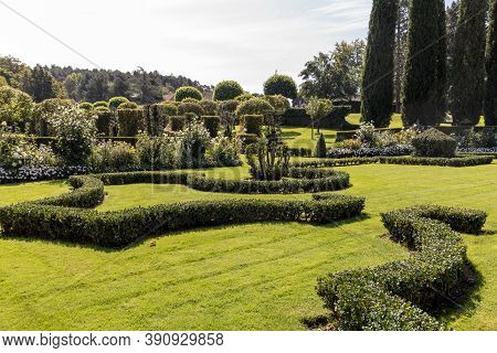 Eyrignac, France - September 2, 2018: The Picturesque Jardins Du Manoir D Eyrignac In Dordogne. Fran