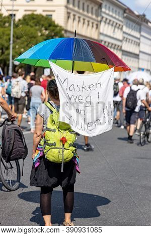 Demonstration In Odeansplatz, Munich, Germany On The 12.09.2020, Protest Against Corona Regulations 