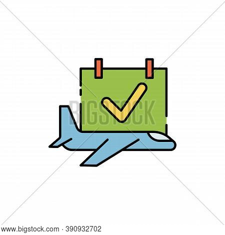Foursquare Check In, Departure, Travel Line Colored Icon. Elements Of Airport, Travel Illustration I