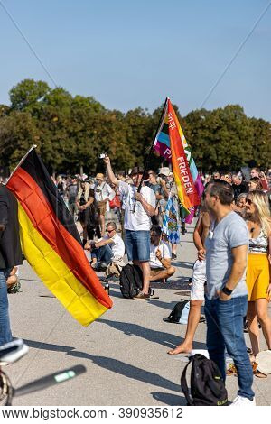 Demonstration In Theresienwiese, Munich, Germany On The 12.09.2020, Protest Against Corona Regulatio