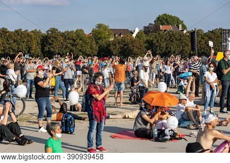 Demonstration In Theresienwiese, Munich, Germany On The 12.09.2020, Protest Against Corona Regulatio
