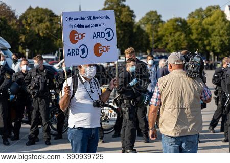 Demonstration In Theresienwiese, Munich, Germany On The 12.09.2020, Protest Against Corona Regulatio
