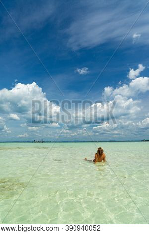 Beautiful Woman at the beach in Poda island  Thailand