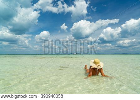 Beautiful Woman at the beach in Poda island  Thailand