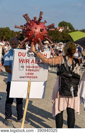 Demonstration In Theresienwiese, Munich, Germany On The 12.09.2020, Protest Against Corona Regulatio