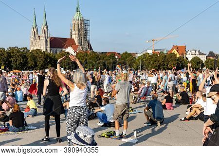 Demonstration In Theresienwiese, Munich, Germany On The 12.09.2020, Protest Against Corona Regulatio
