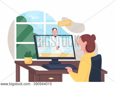 Online Doctor Consultation Flat Concept Vector Illustration. Electronic Healthcare. Hospital Interne