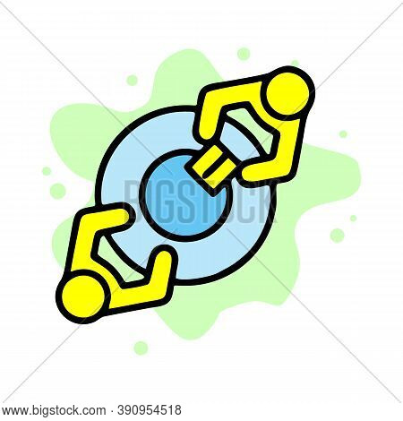 Two People At The Round Table Icon. Outline Two People At The Round Table Vector Icon For Web Design