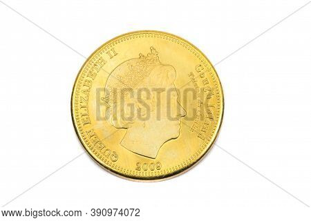 A Close Up View Of A Twenty Pence Coin From Gough Island