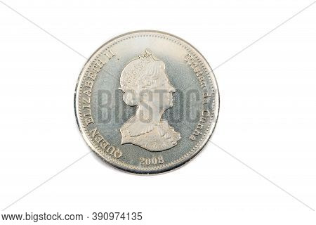 A Close Up View Of A Ten Pence Coin From Tristan Da Cunha