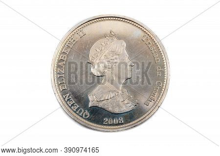 A Close Up View Of A One Crown Coin From Tristan Da Cunha