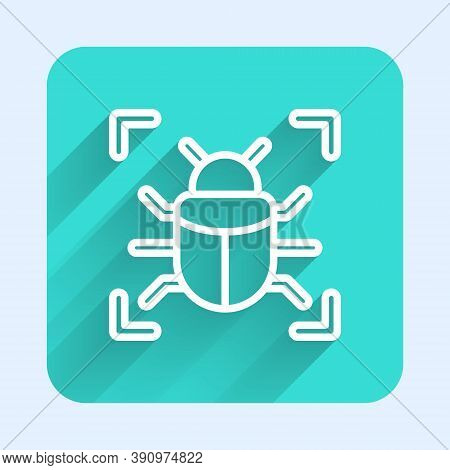 White Line System Bug Concept Icon Isolated With Long Shadow. Code Bug Concept. Bug In The System. B