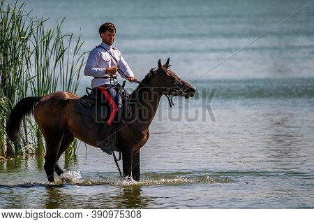 Starocherkassk, Russia - Circa September 2020: A Young Don Cossack On Horseback