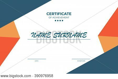 Modern Certificate Of Appreciation Template With Geometric Style Elements. Illustration. Copyspace T