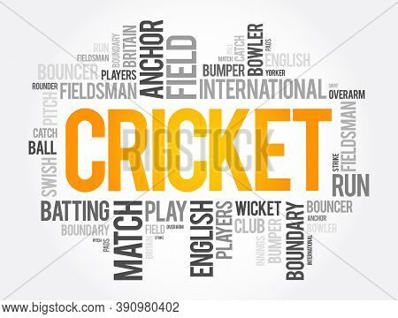 Cricket Word Cloud Collage, Sport Concept Background
