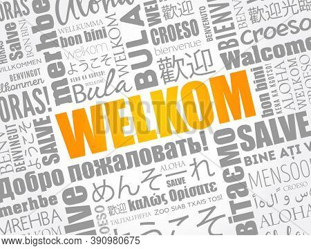 Welkom (welcome In Afrikaans) Word Cloud In Different Languages, Conceptual Background