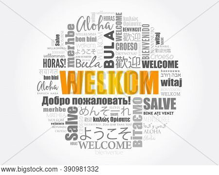 Welkom (welcome In Afrikaans) Word Cloud In Different Languages, Conceptual Background