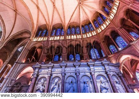 Interiors And Details Of Saint-remi Basilica, Reims, France