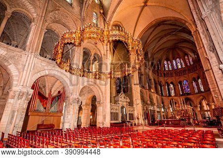 Interiors And Details Of Saint-remi Basilica, Reims, France