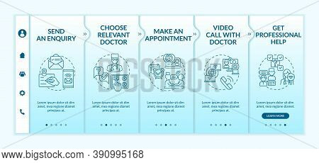 Telemedical Consultation Steps Onboarding Vector Template. Video Call With Doctor. Get Professional 