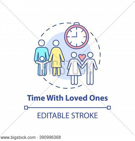 Time With Loved Ones Concept Icon. Self Care Checklist. Close Relatives Relationship. Family Activit