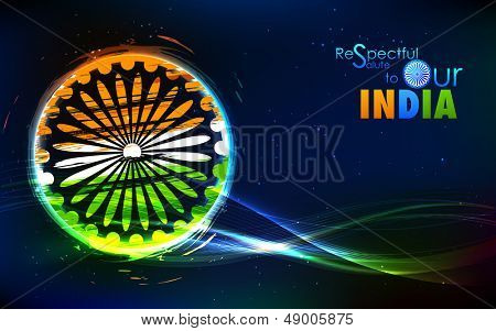 illustrazione della bandiera indiana grungy astratto con Ashok Chakra