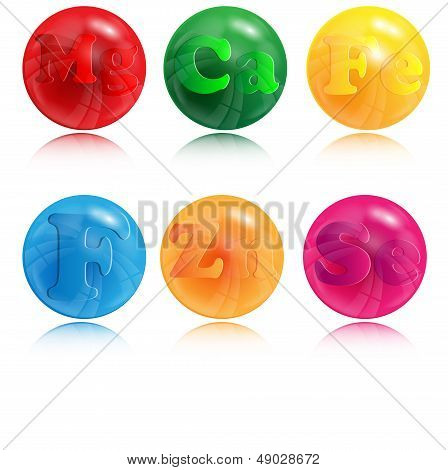 varicoloured circles with the image of letters on a white background