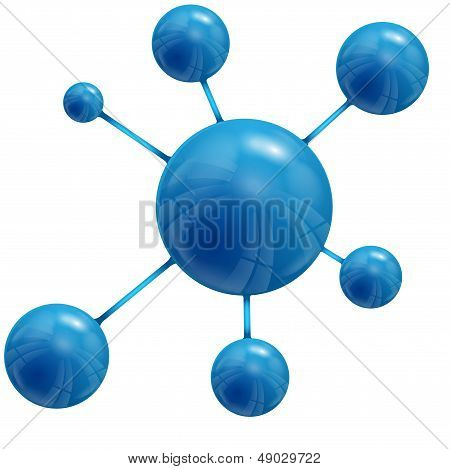 spheres of blue color on a white background